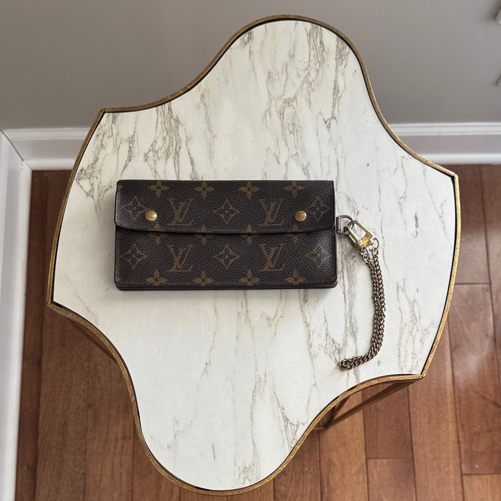 Louis Vuitton Dark Brown Monogram Wallet with Chain